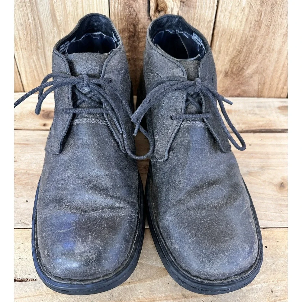 Born Harrison Chukka Shoes Heritage Men's 8 M Dark Gray Leather Lace Up